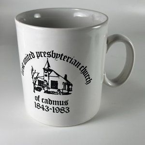 Vtg First United Presbyterian Church Of Cadmus Coffee Cup Mug Souvenir 80s